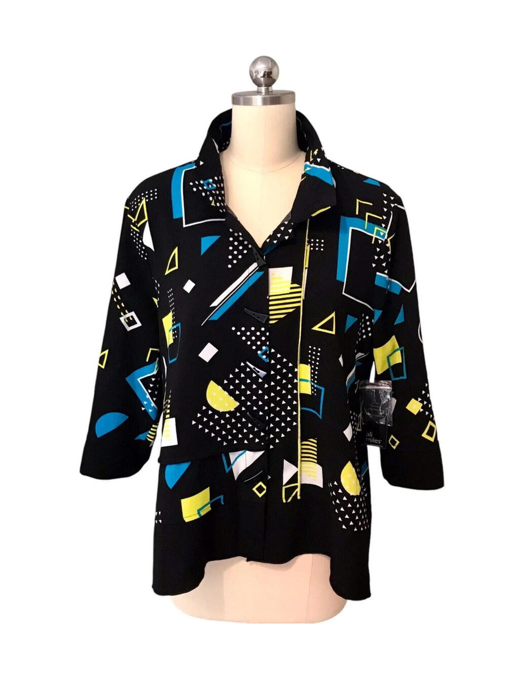 NEW Ali Miles Top Tunic Artsy Abstract Geometric Women Petite Medium PM / NWOT
